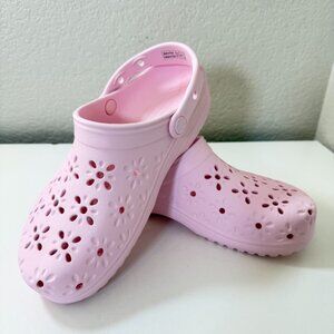 🌸 Crocs Classic Floral Cut Out Clogs Unisex Adult {W 9/ M 7} Pink EUC! 🌸